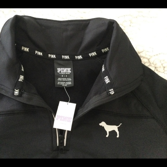 VICTORIA SECRET PINK Ultimate half zip pullover NWT small in black - Picture 10 of 11